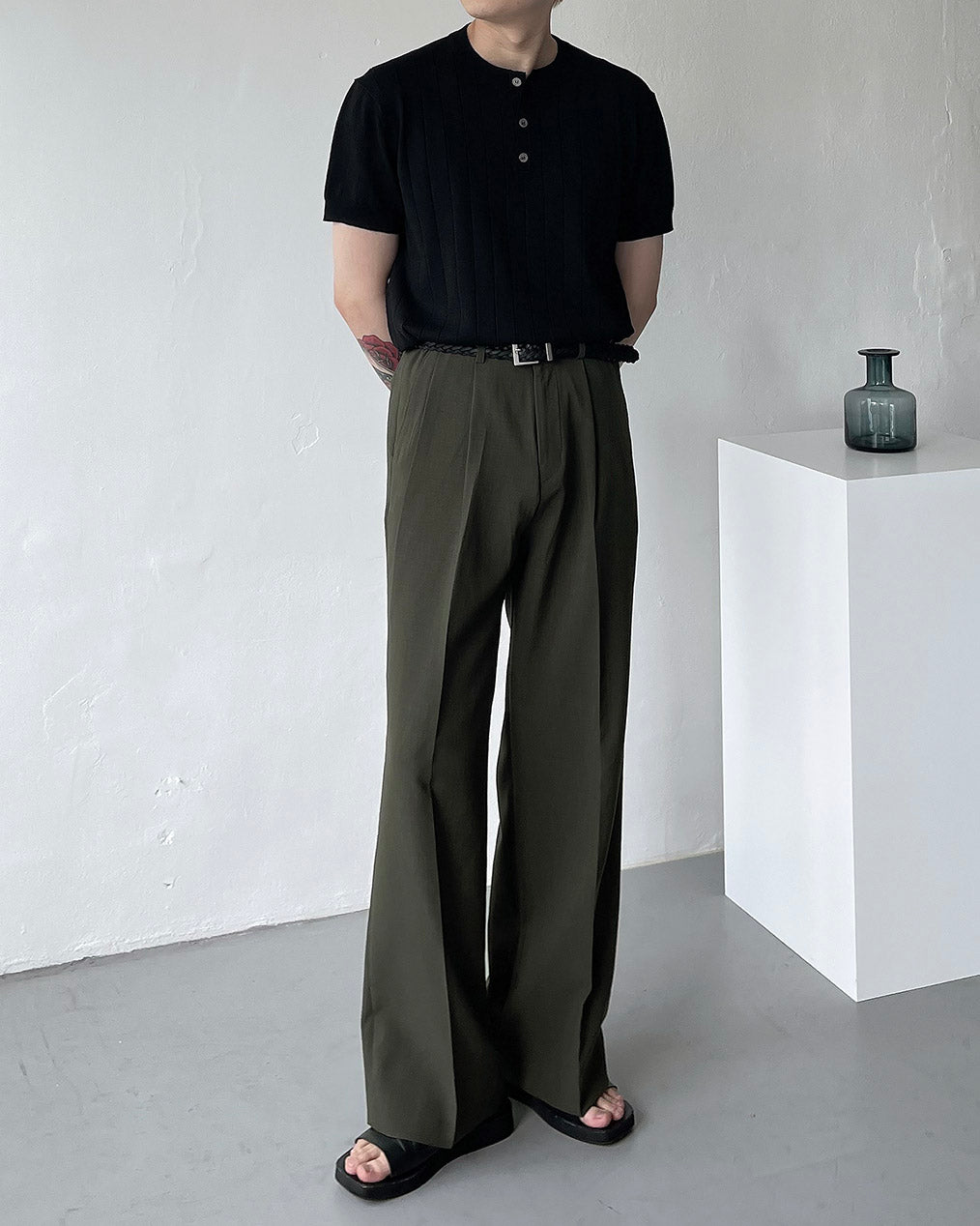 FL Niver Two-Tuck Side Banding Wide Slacks (4 colors)