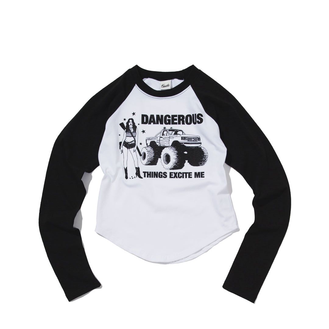 DANGEROUS Raglan long-sleeved T-Shirt (WHITE) WOMENS