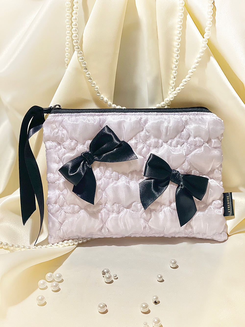 Glossy Organza Ribbon Zip-pouch (M