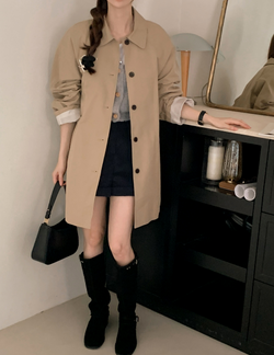 French Single Half Trench Coat (3color)