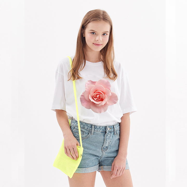 flower print wide short sleeve t-shirt