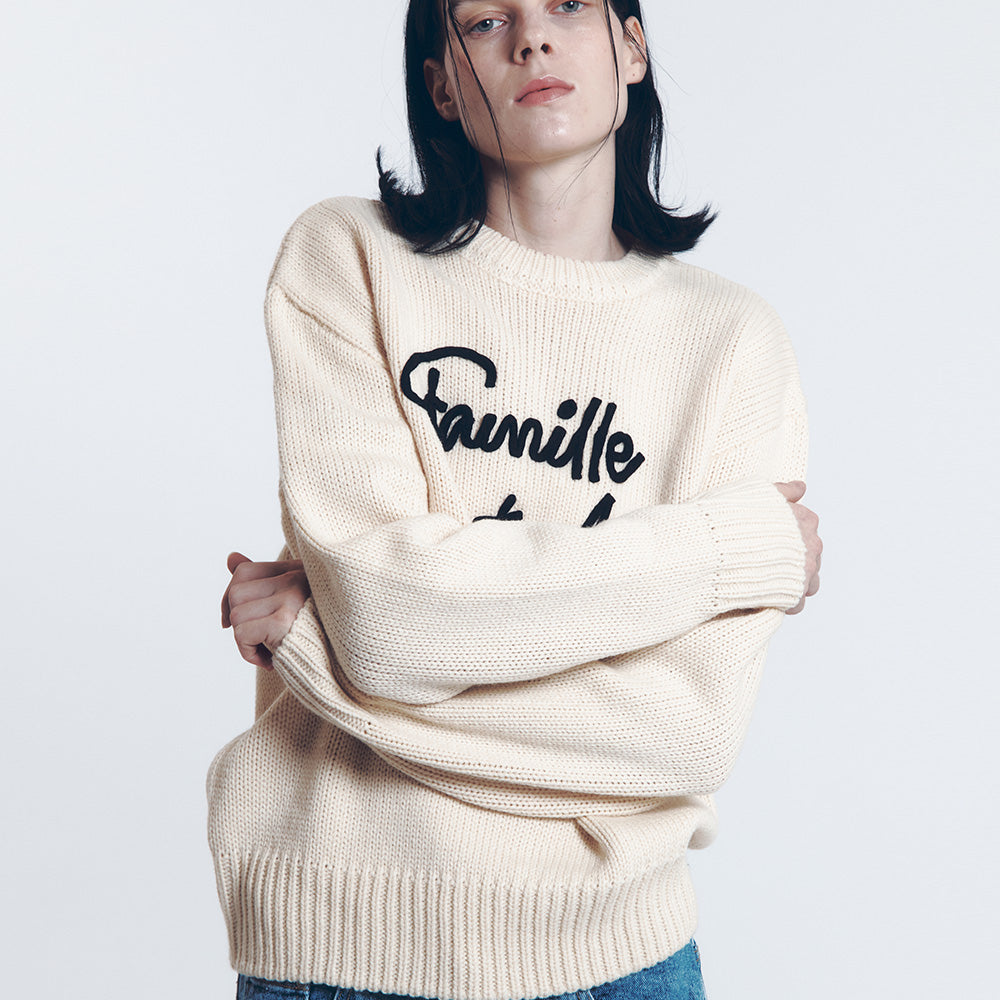 CRAFT SLOGAN KNIT SWEATER (IVORY)