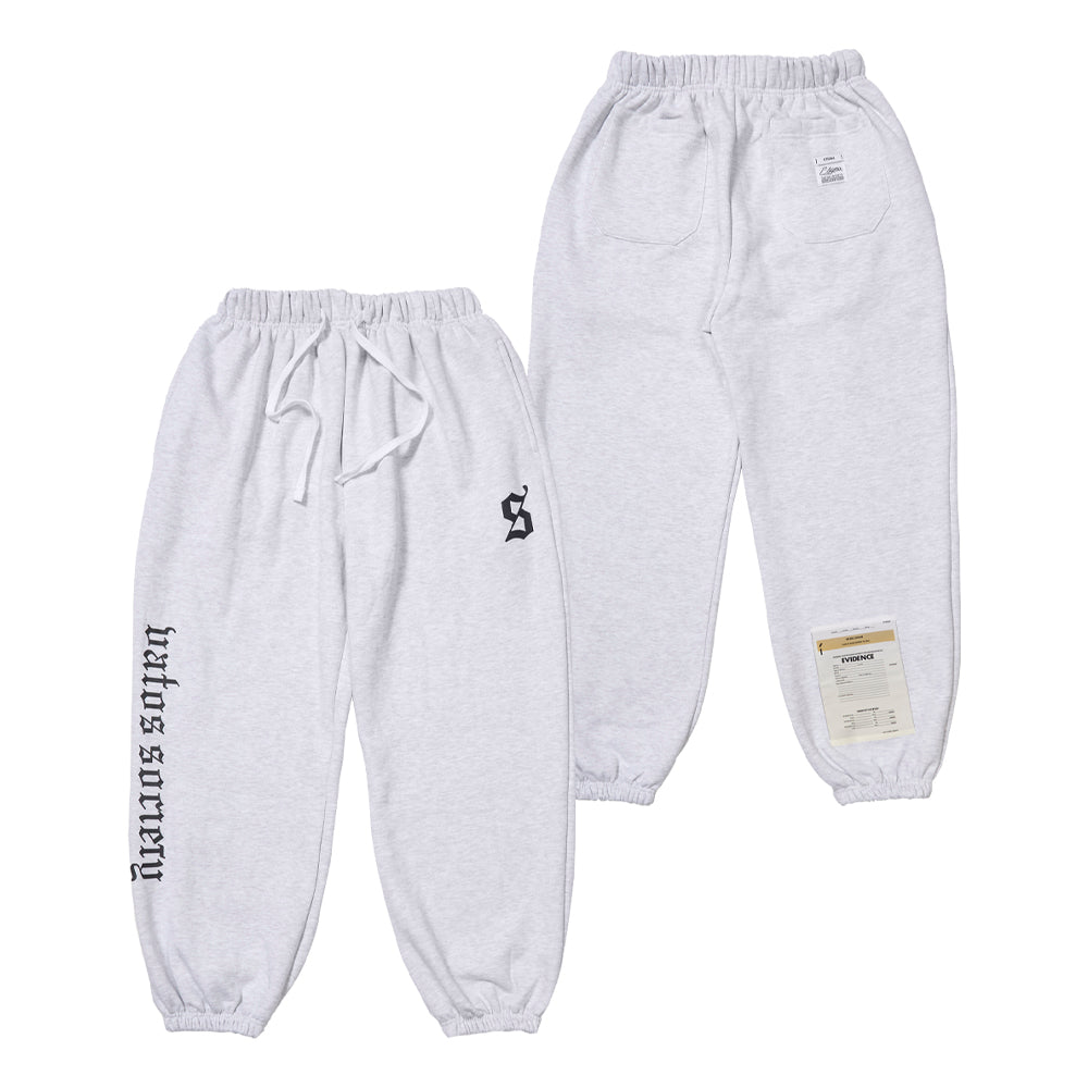 OLD LETTER WIDE JOGGER PANTS  WHITE MELANGE / BLACK