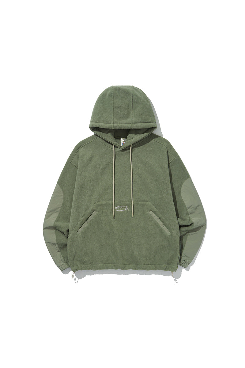 Draw cord fleece hoodie [green]