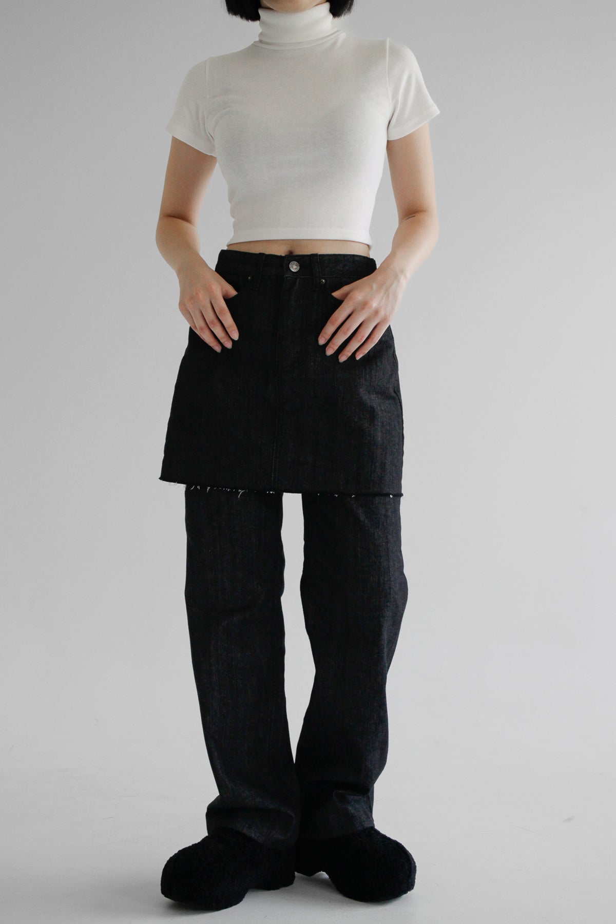 no.7713 Skirt Layered Denim Pants