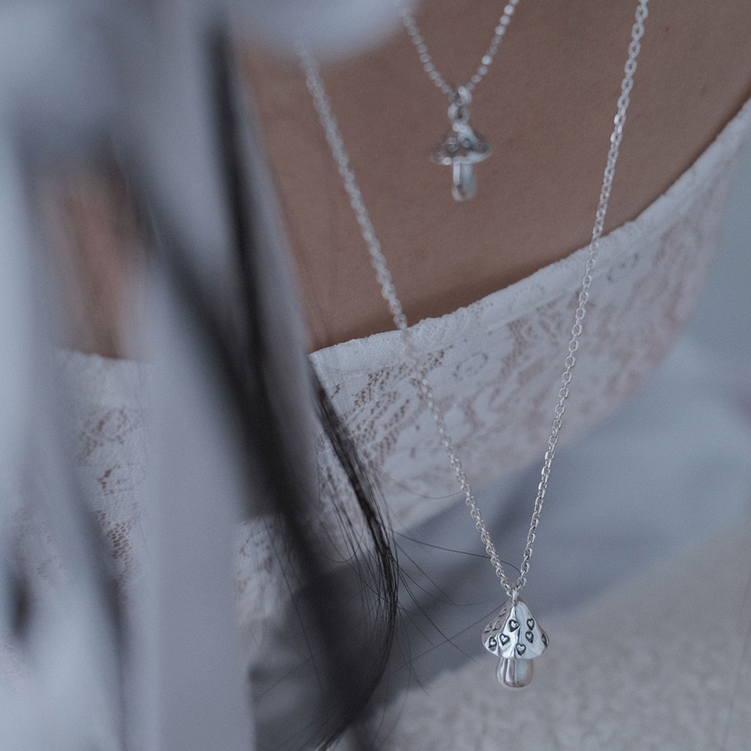 Heart mushroom necklace