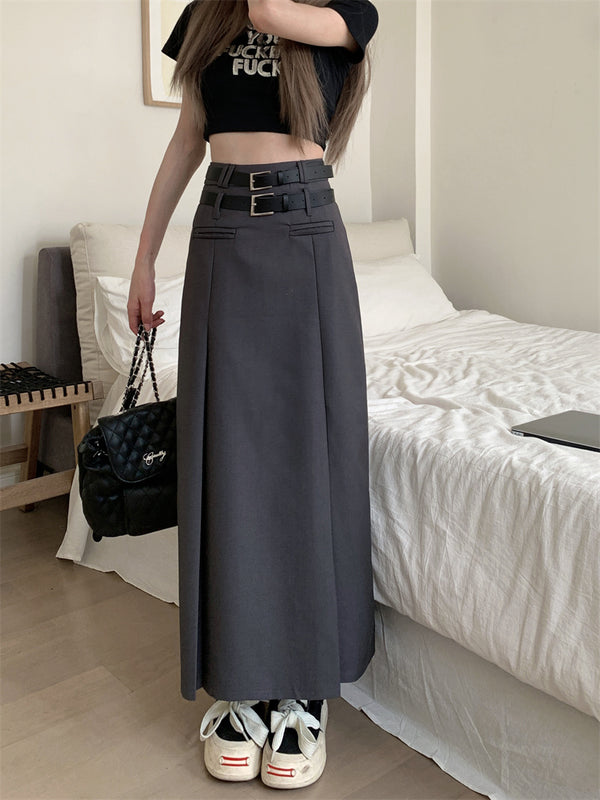 long belted skirt