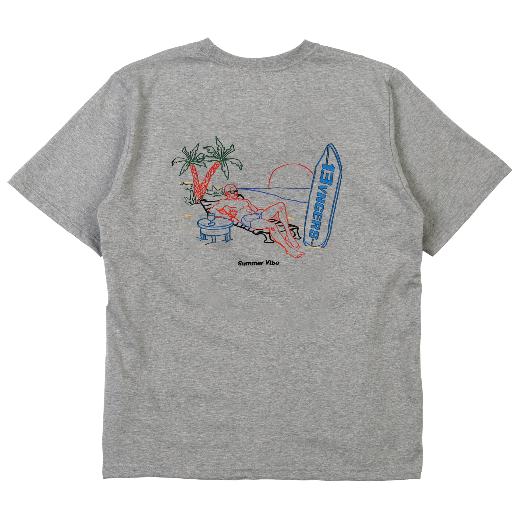 SummerVibe Embroidery T-Shirt_Grey