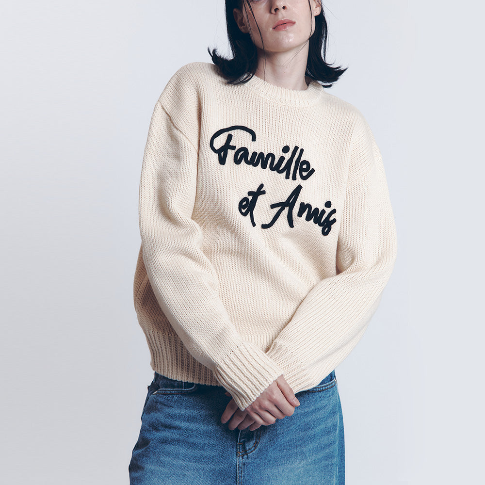 CRAFT SLOGAN KNIT SWEATER (IVORY)