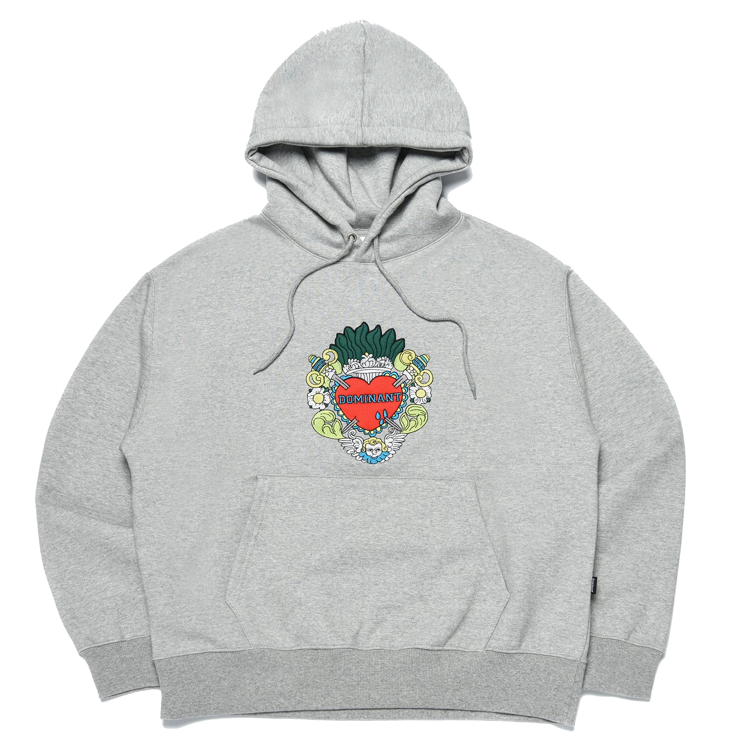 Angel embroidered heavy fleece hoodie_GREY