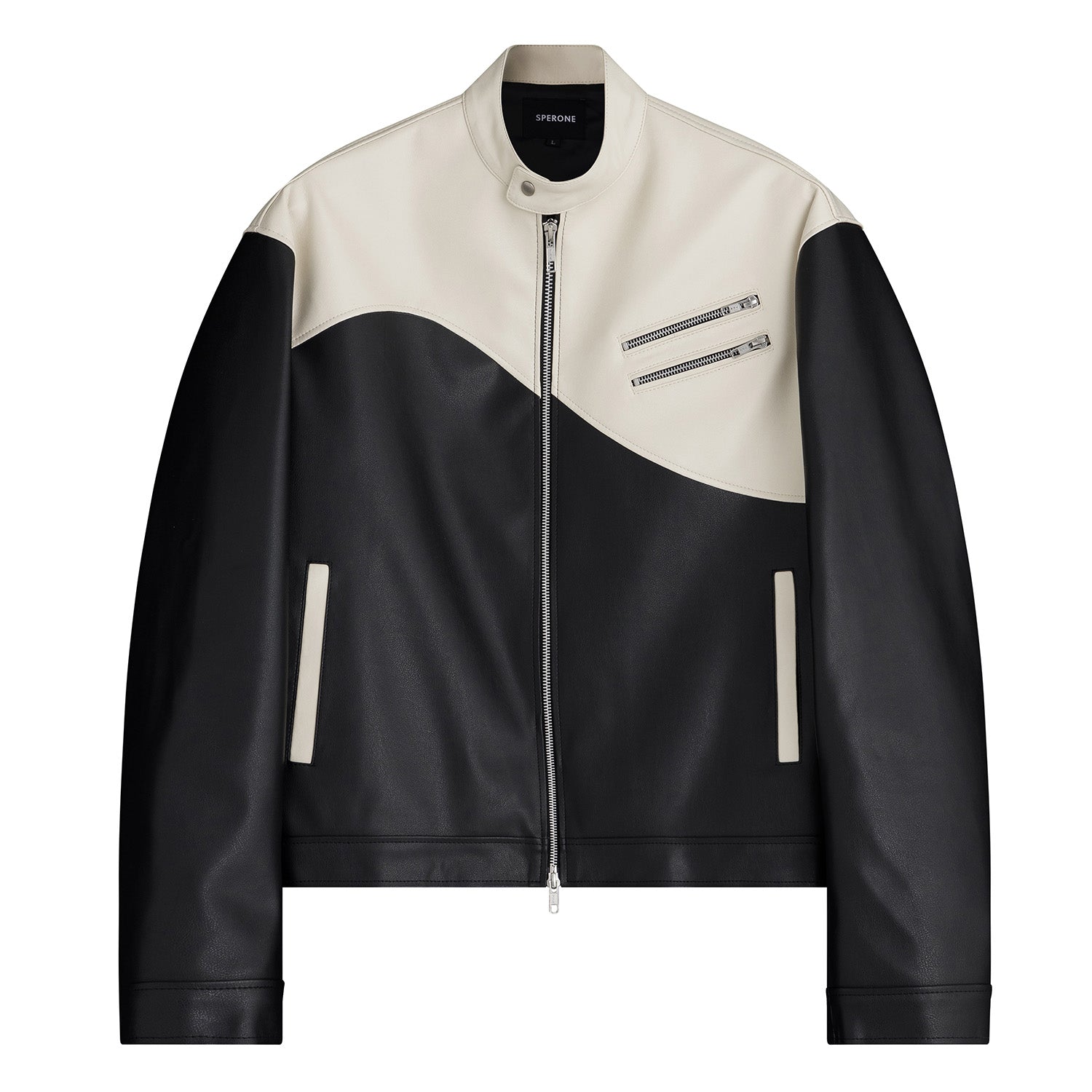 Wave Zipper Biker Jacket Men