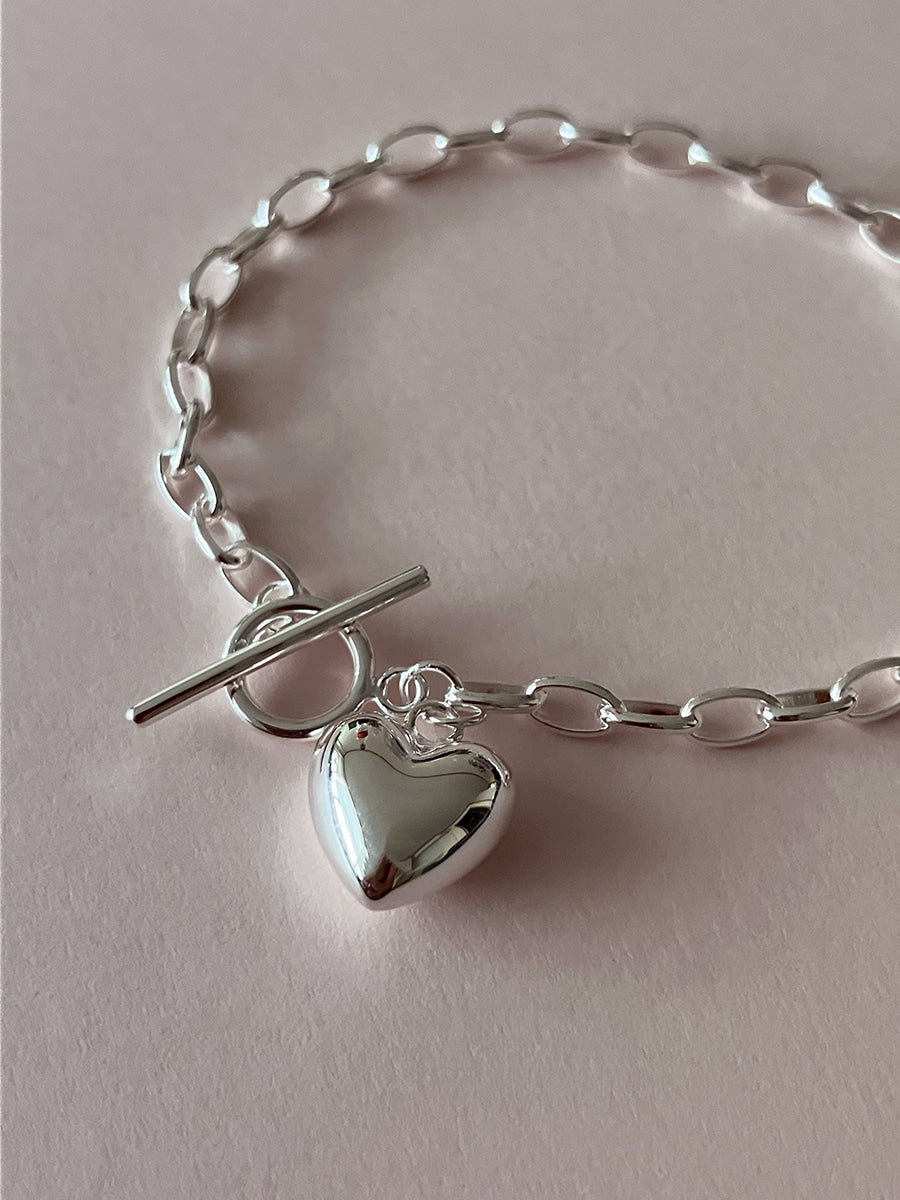 [92.5silver] heart toggle bracelet