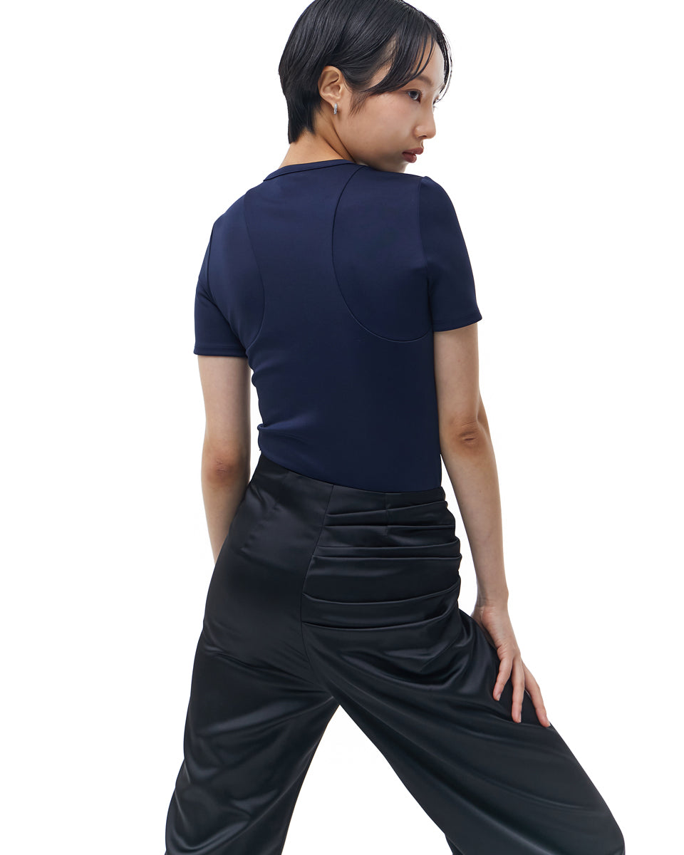 Satin Draped Trousers _ Black