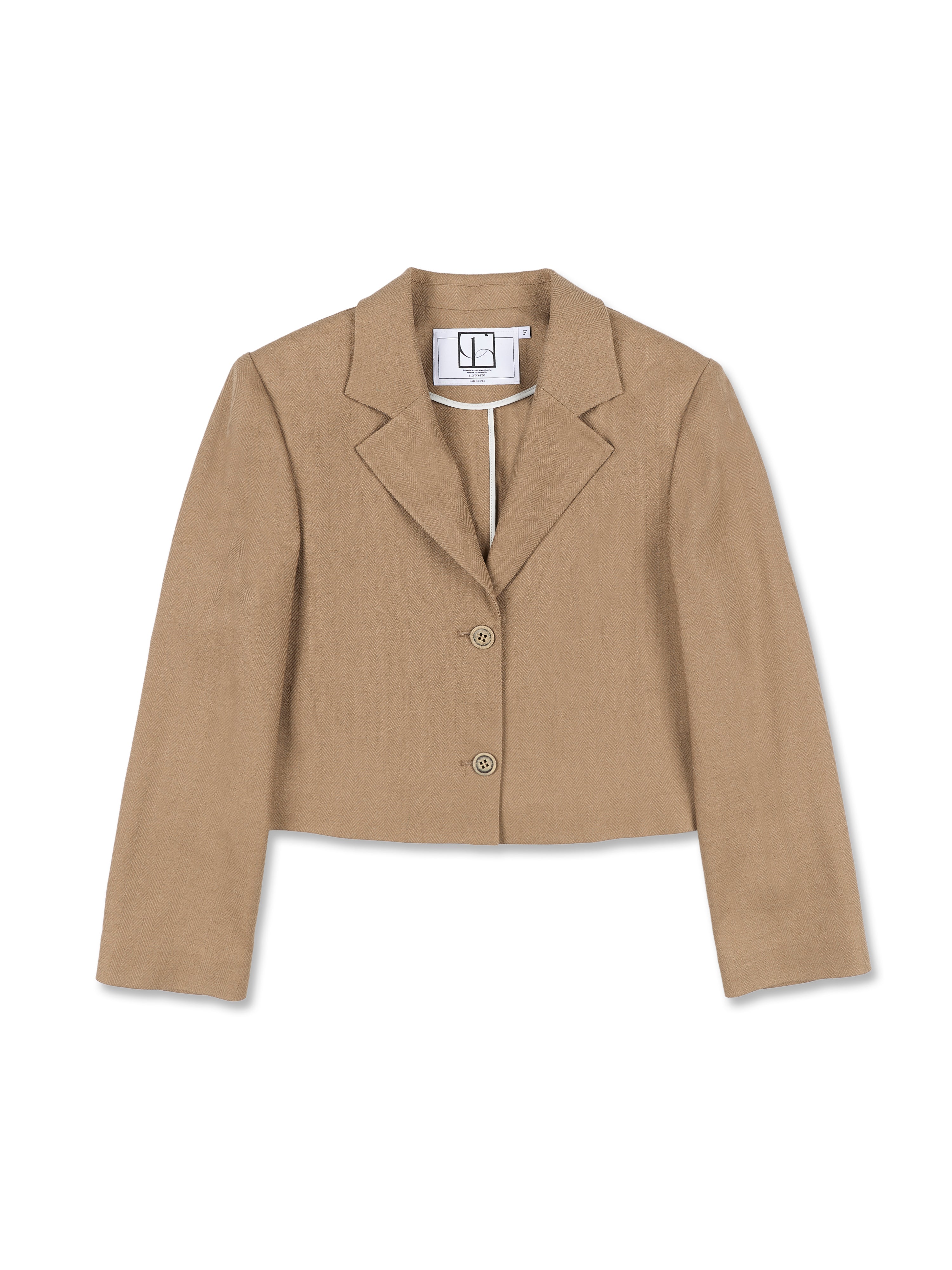 [BREEZE] Herringbone Linen Jacket_BEIGE (CTD1)