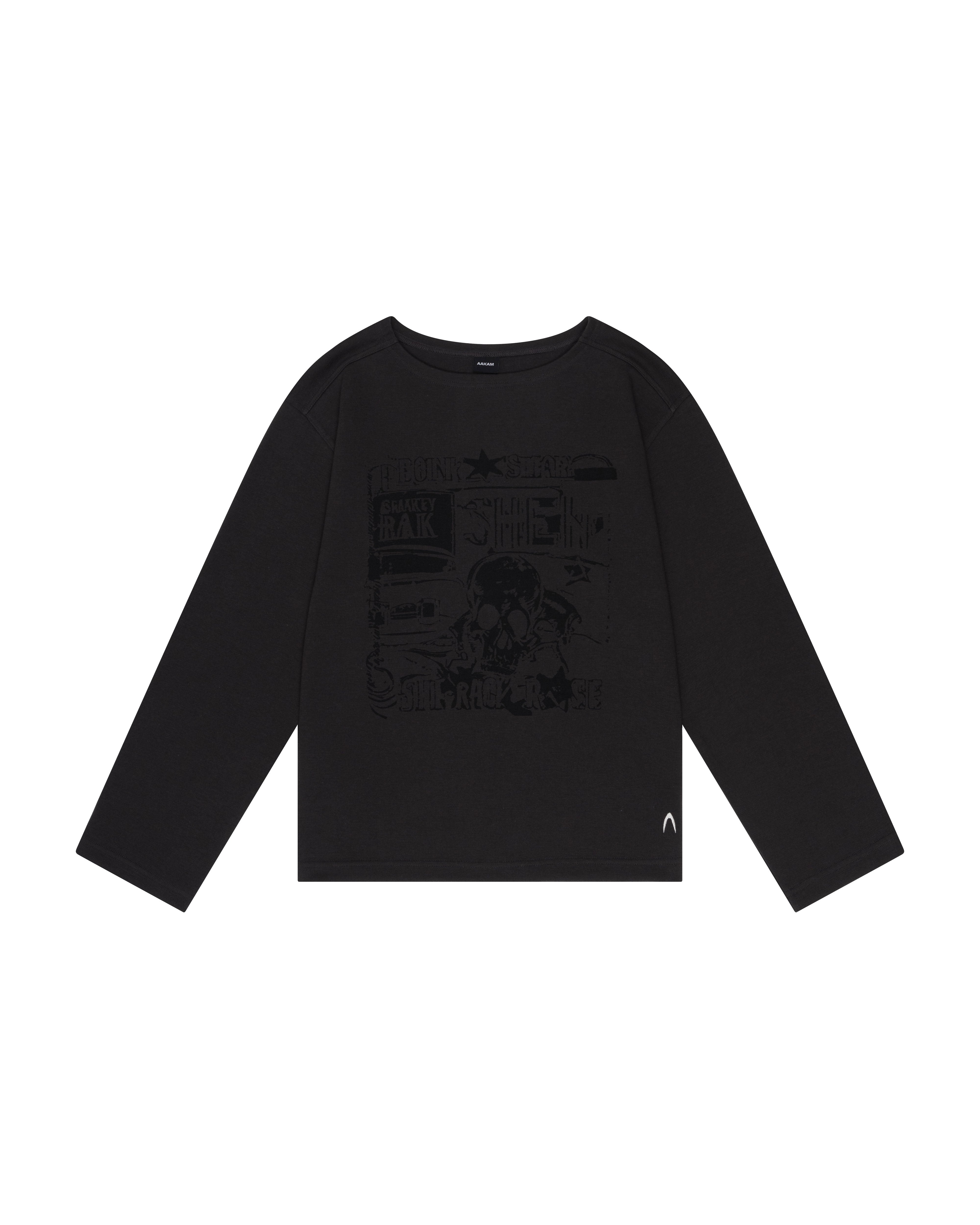 Printed Long Sleeve Top (Dark Gray)