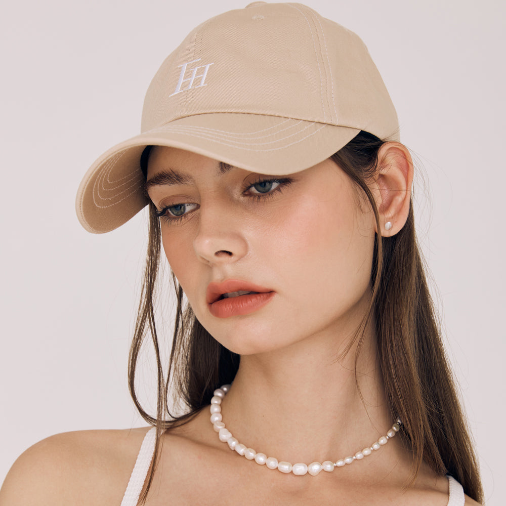 SIGNATURE LOGO STITCH BALL CAP (BEIGE)