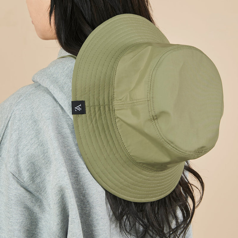 khaki bucket hat with string