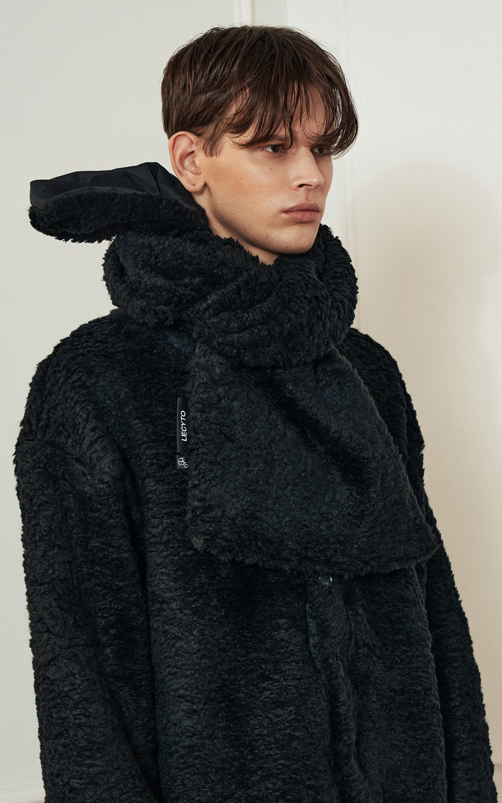 ECO FUR PADDED MIX MUFFLE_[BLACK]