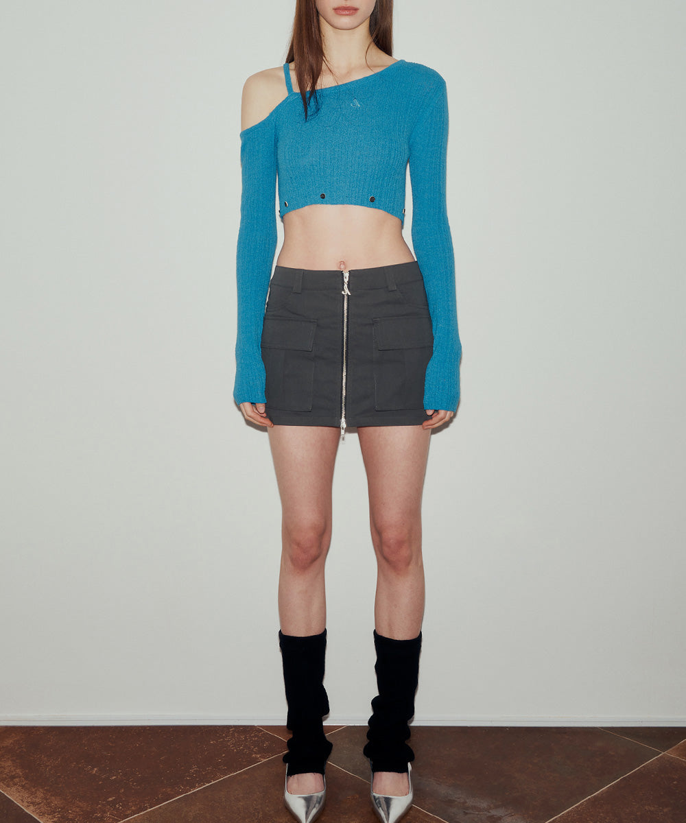 TWO WAY RIBBED ASYMMETRIC KNIT TOP (MARINE BLUE)