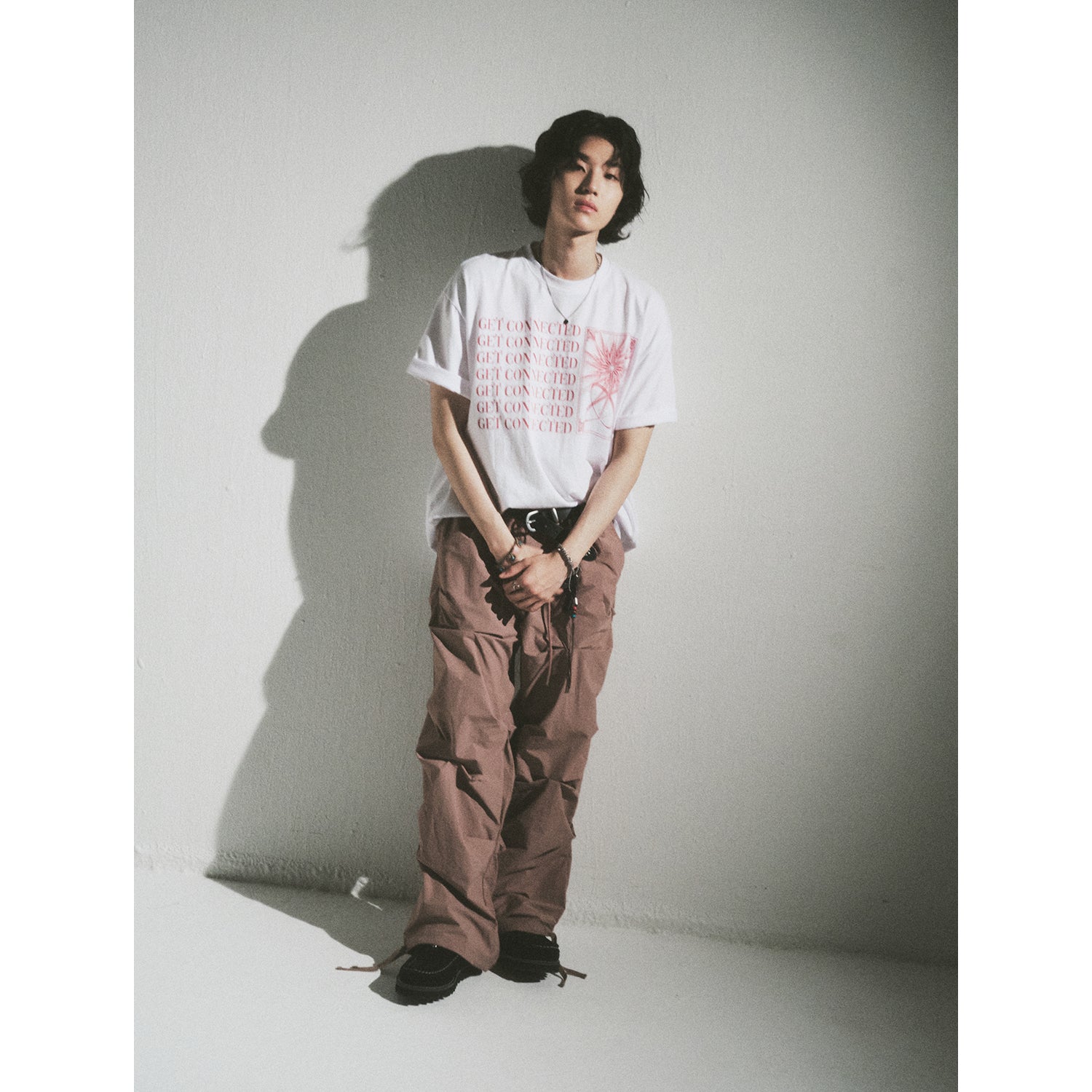 CREASE NYLON BANDING PANTS_INDIE PINK