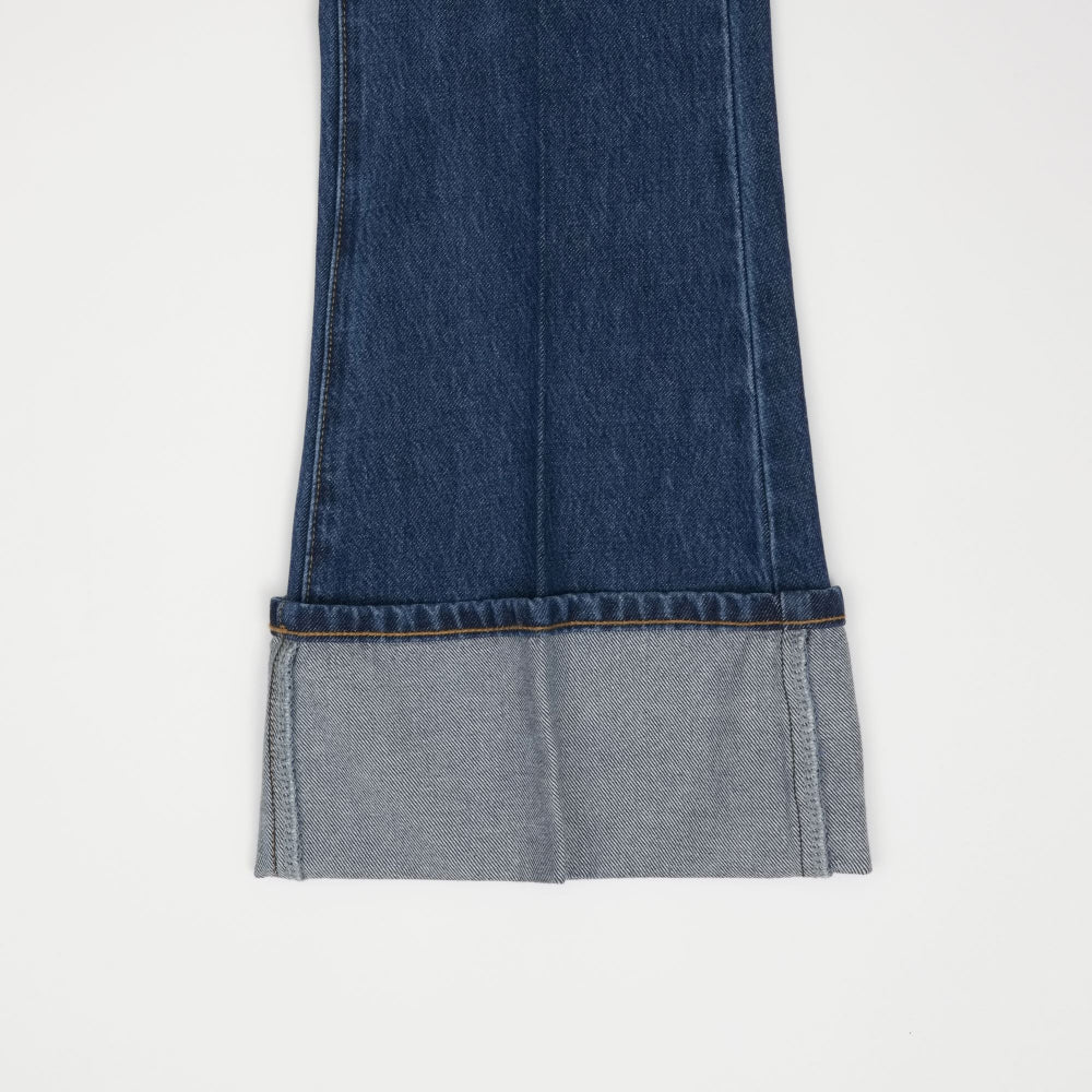 BOOT CUT ROLLED UP NON-SPAN DENIM [6639]