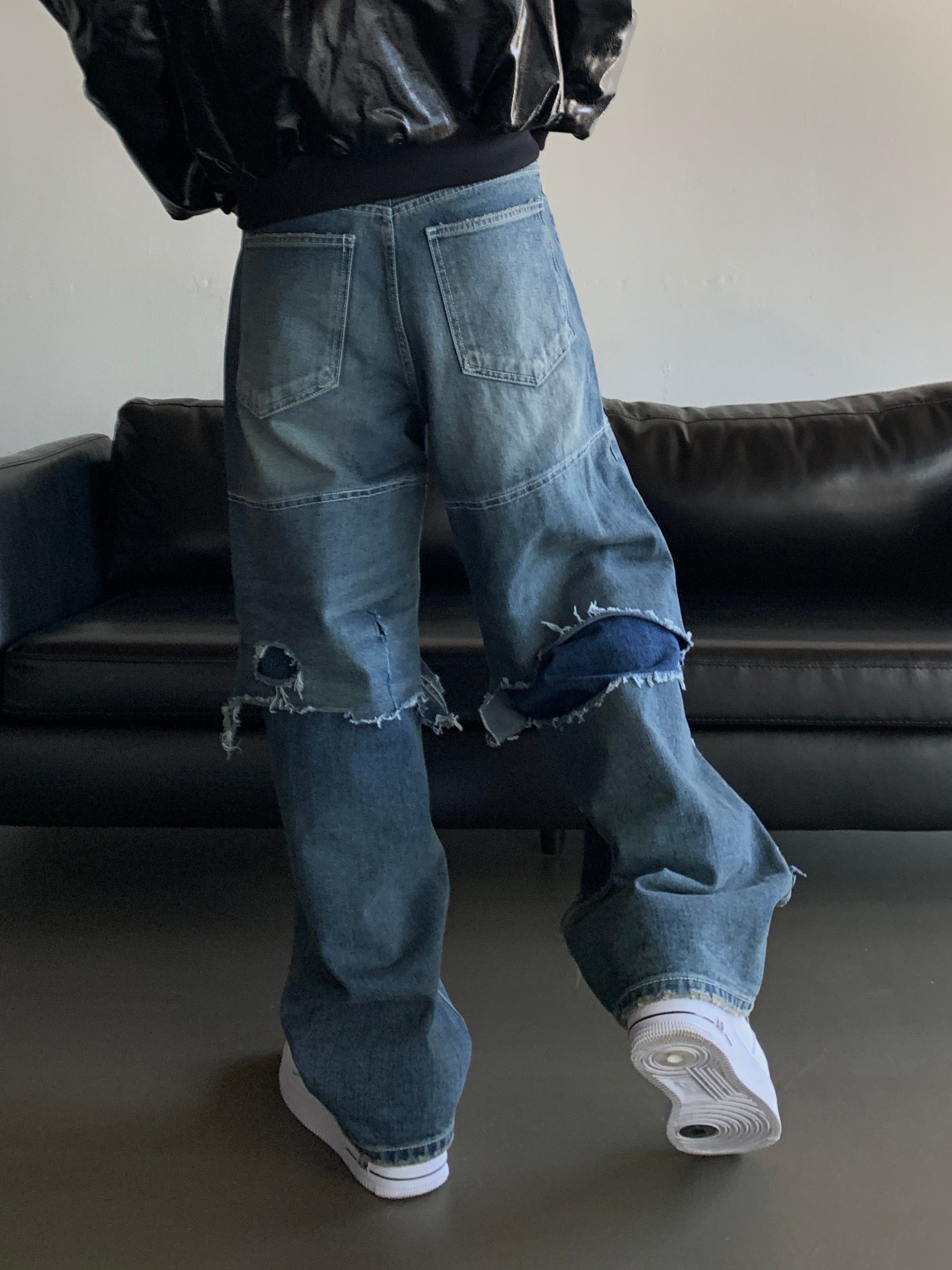 Destroyed Layered Pants (Blue)