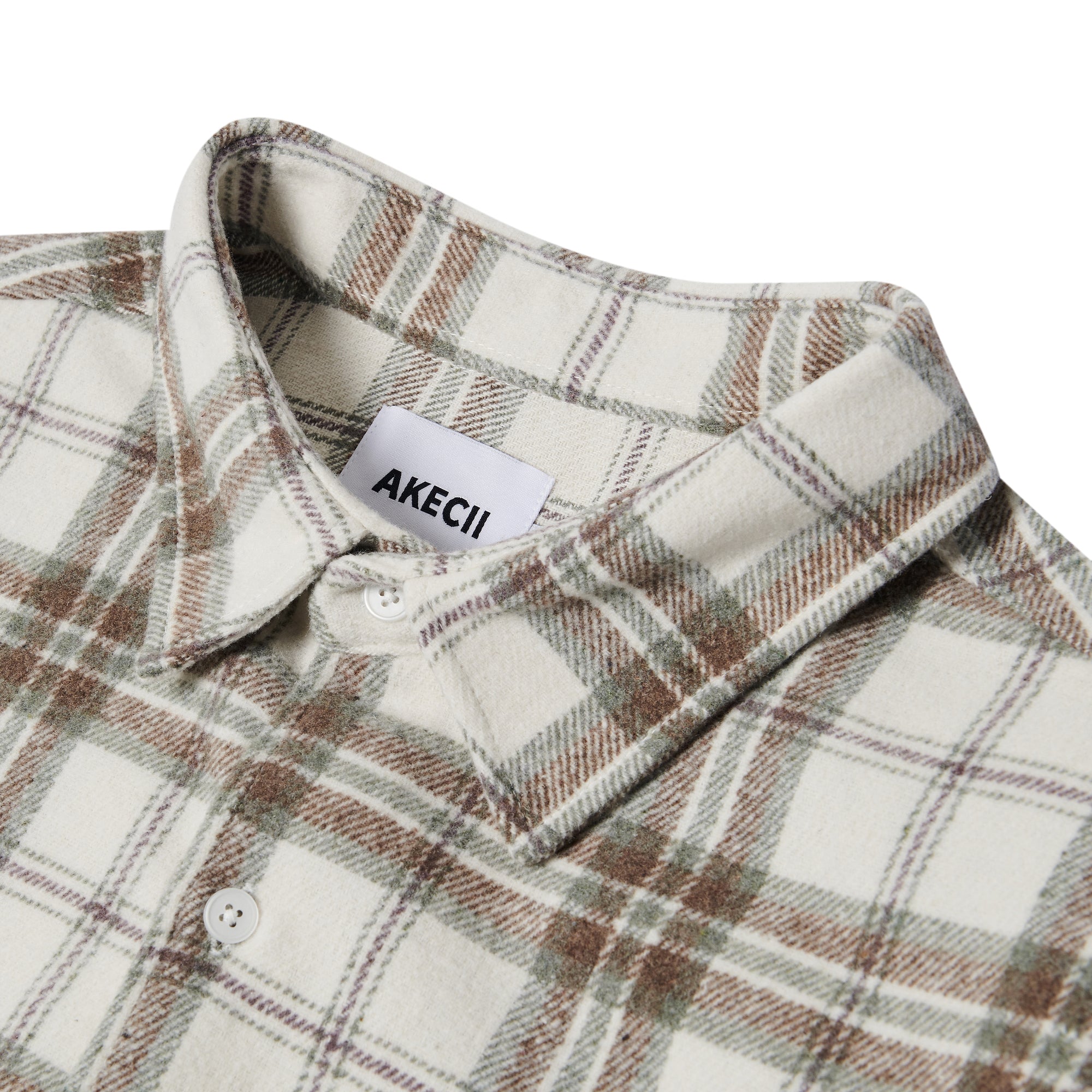 Loose wool check shirts Beige