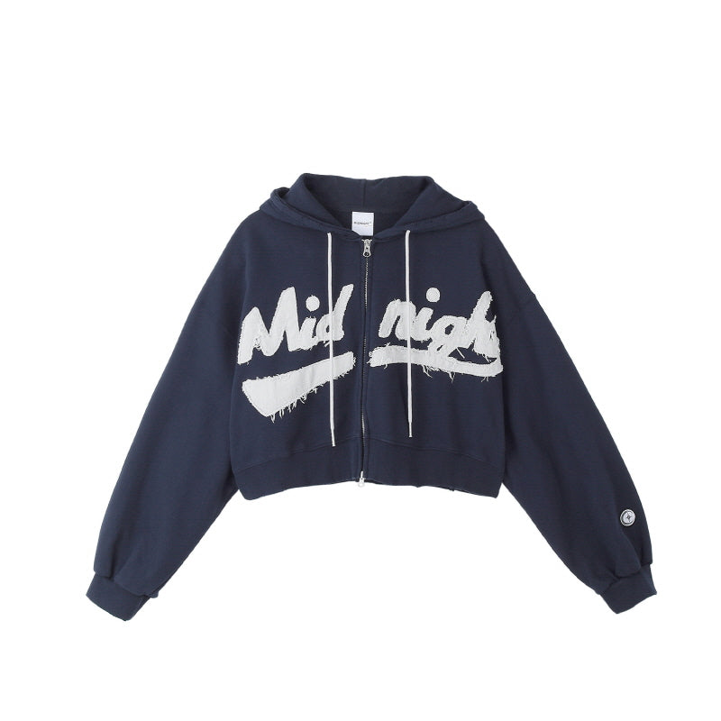 damage hood zip up (navy)