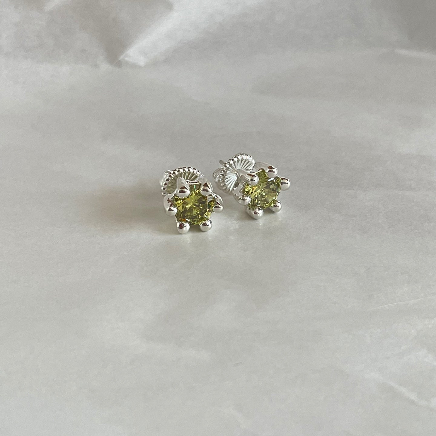 mushroom earring peridot