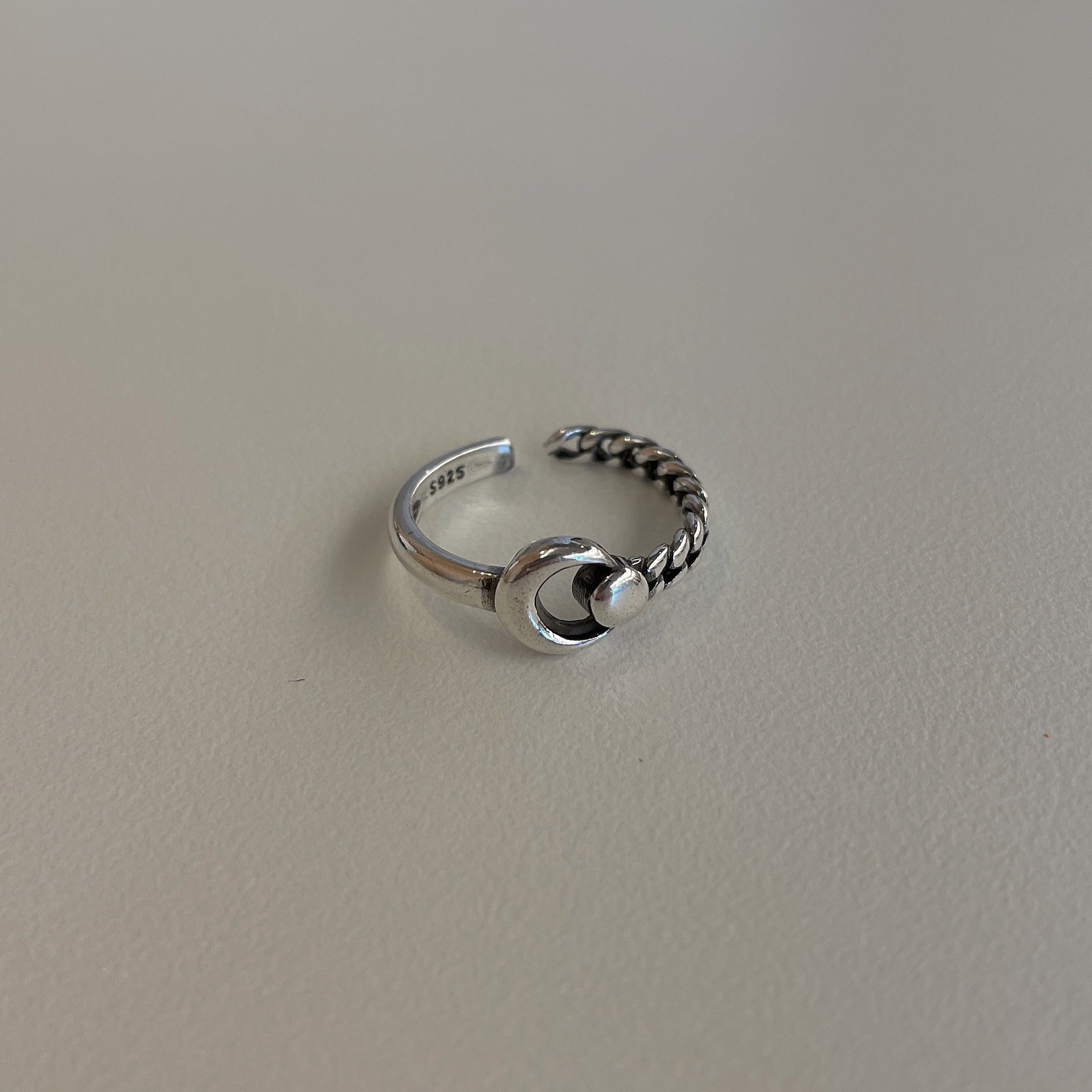 crescent moon layered ring (925silver)