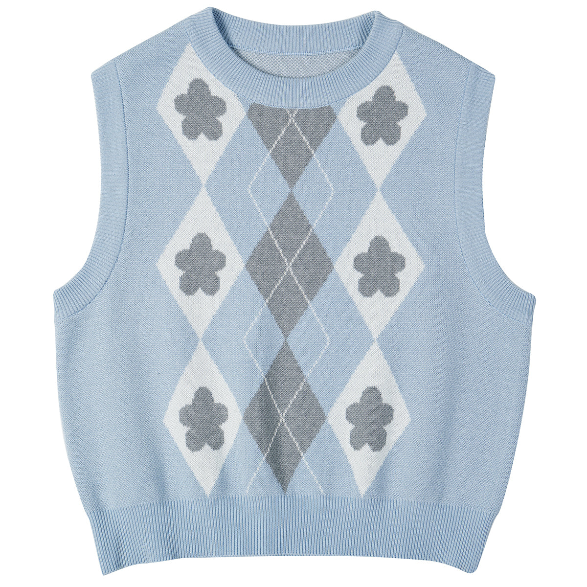 フラワージャカードベスト / FLOWER JACQUARD VEST_SKY BLUE