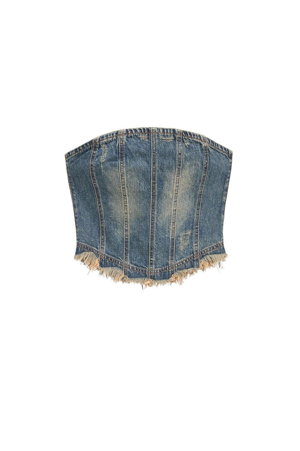 DENIM PANELLED TUBE TOP (BLUE)