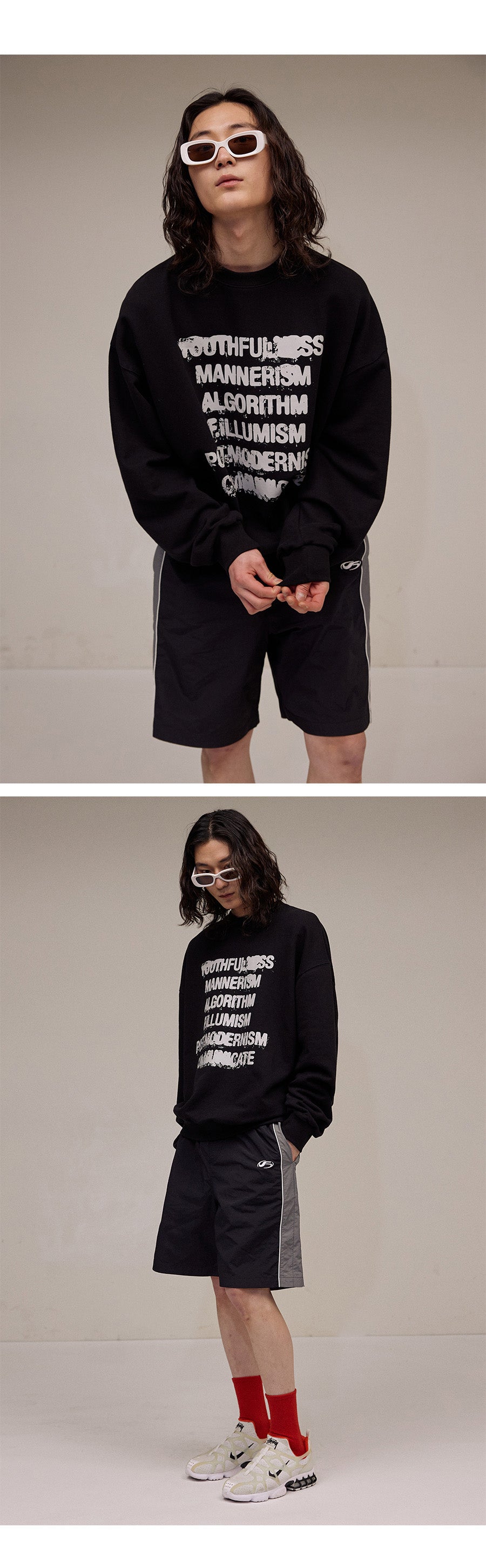 Spread Print Sweat Shirt-Black