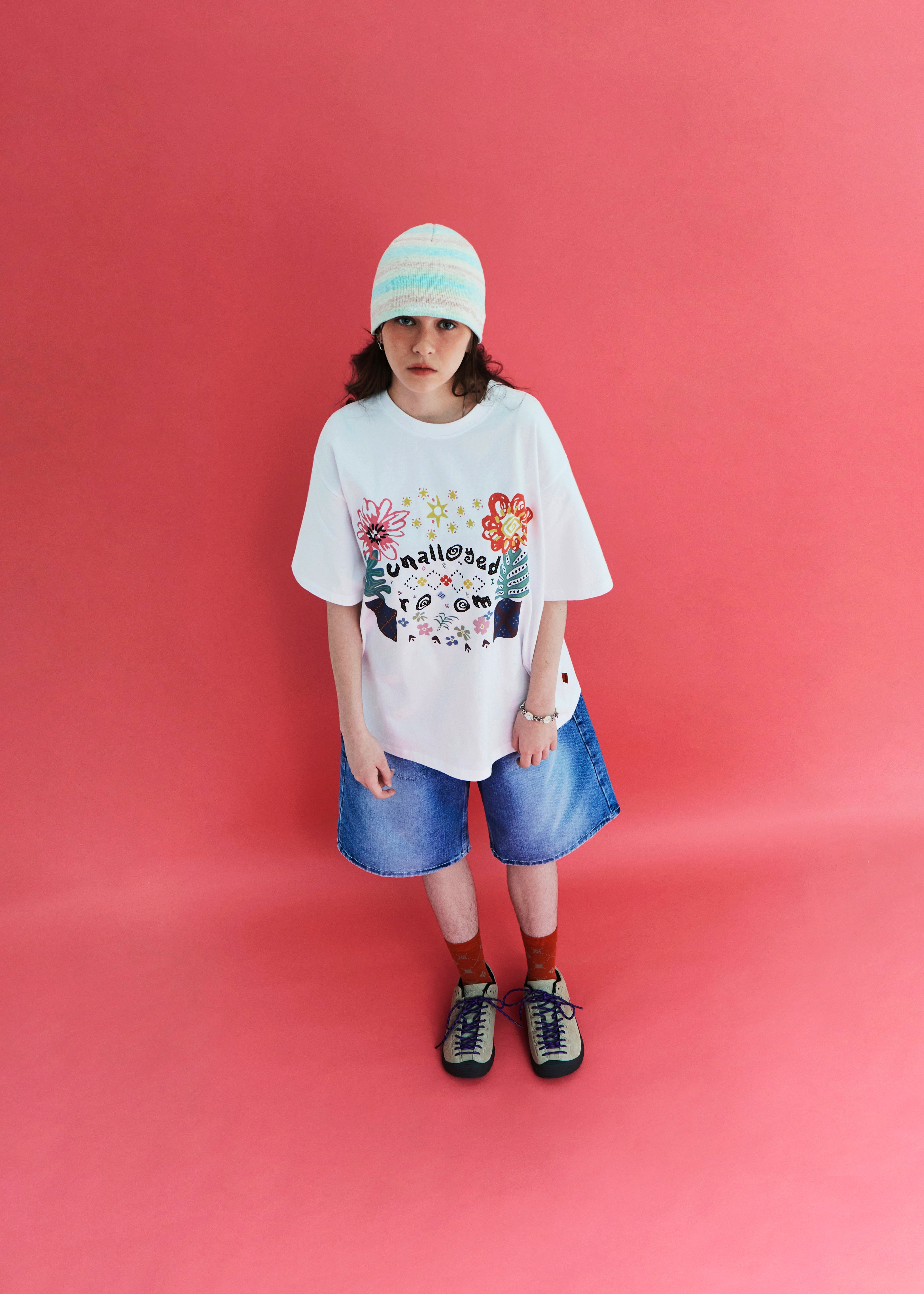 FLOWER ARGYLE T SHIRT / WHITE