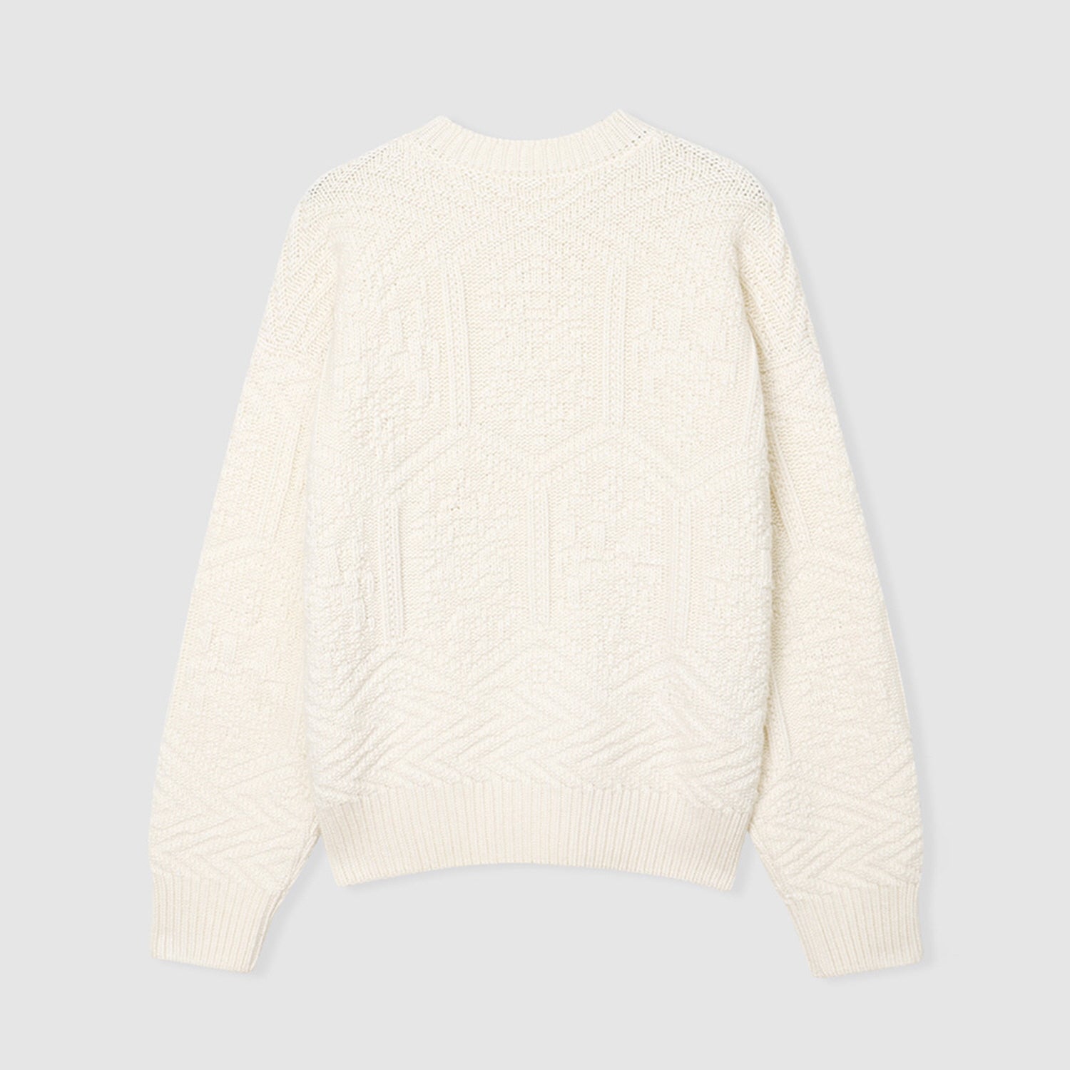 HEXAGON MULTI PATTERN KNIT SWEATER (OFF WHITE)