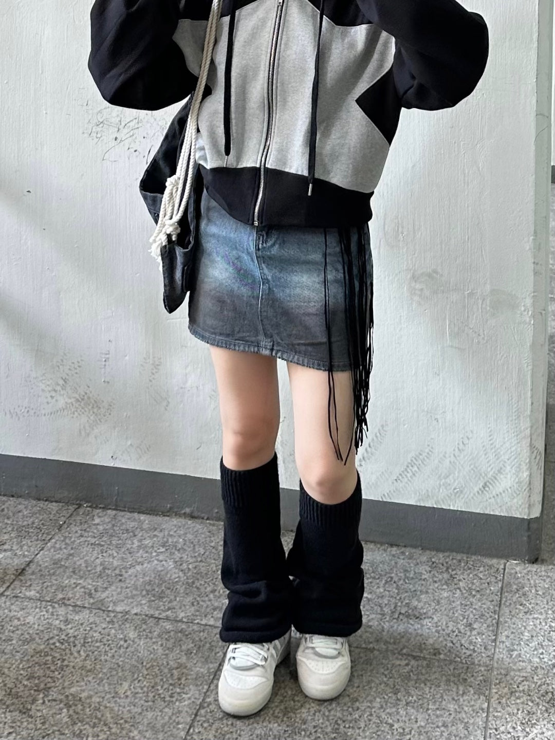 unique washing denim belt skirt