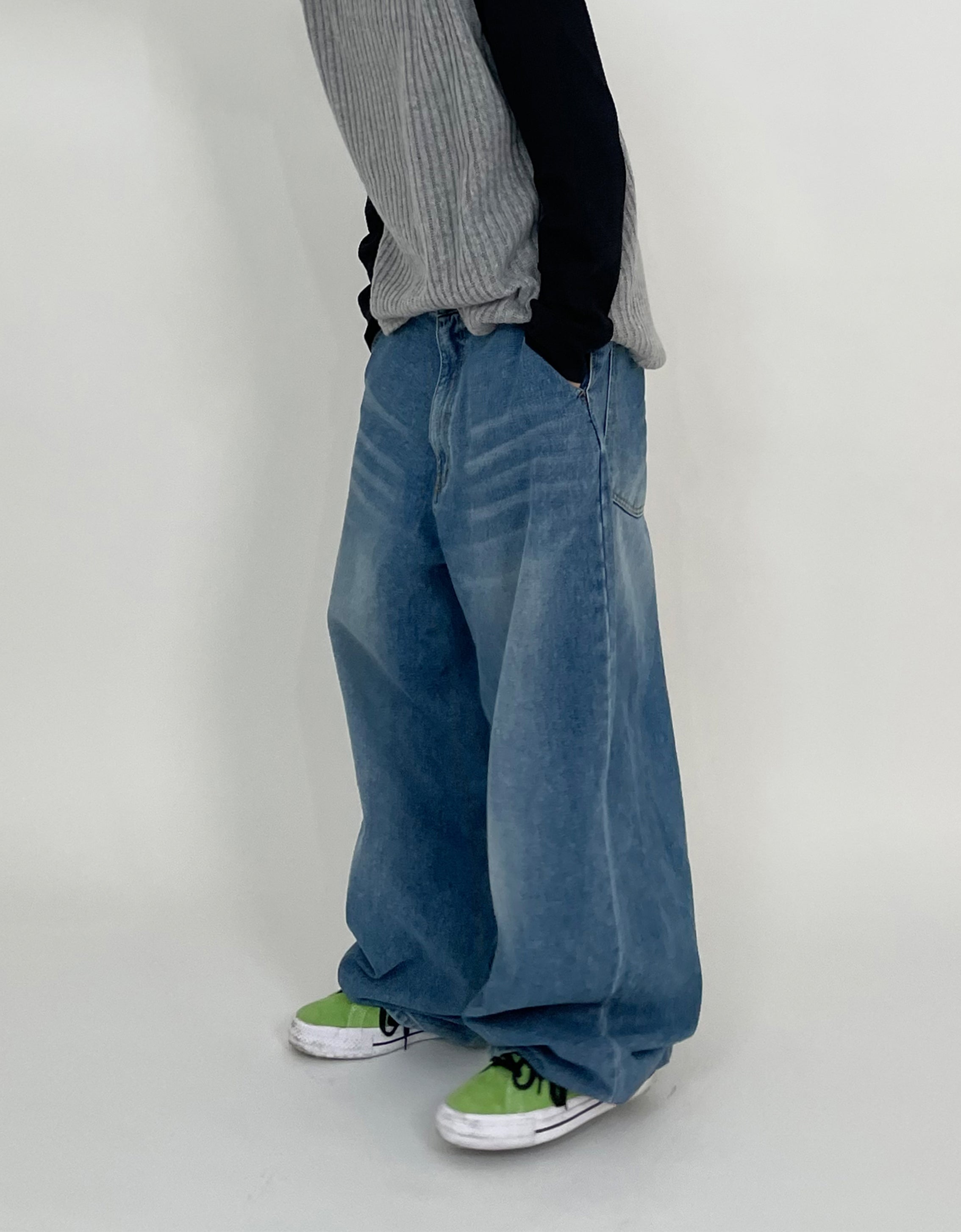 SPORTS WASHING BALLOON DENIM PANTS