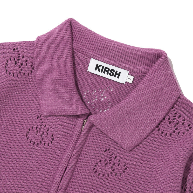 CHERRY COLLAR ZIP UP KNIT KS [PURPLE]