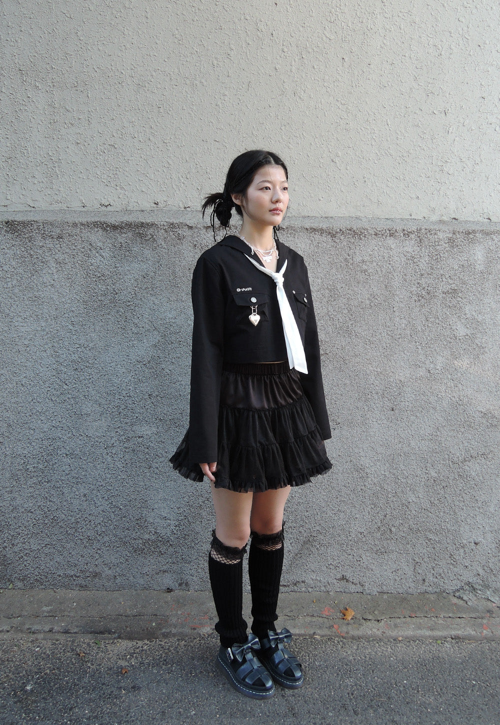 SAILOR TIE BLOUSE _BLACK