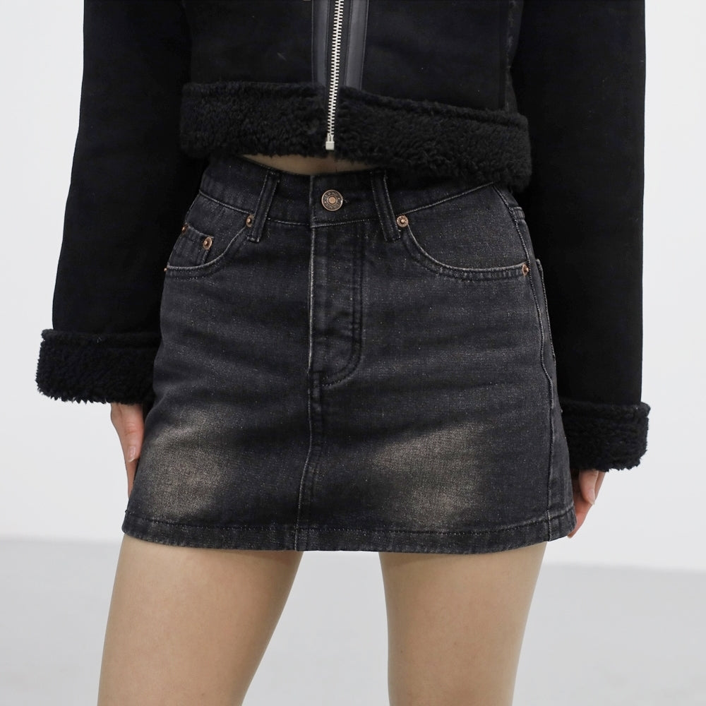 pony high-waist denim skirt