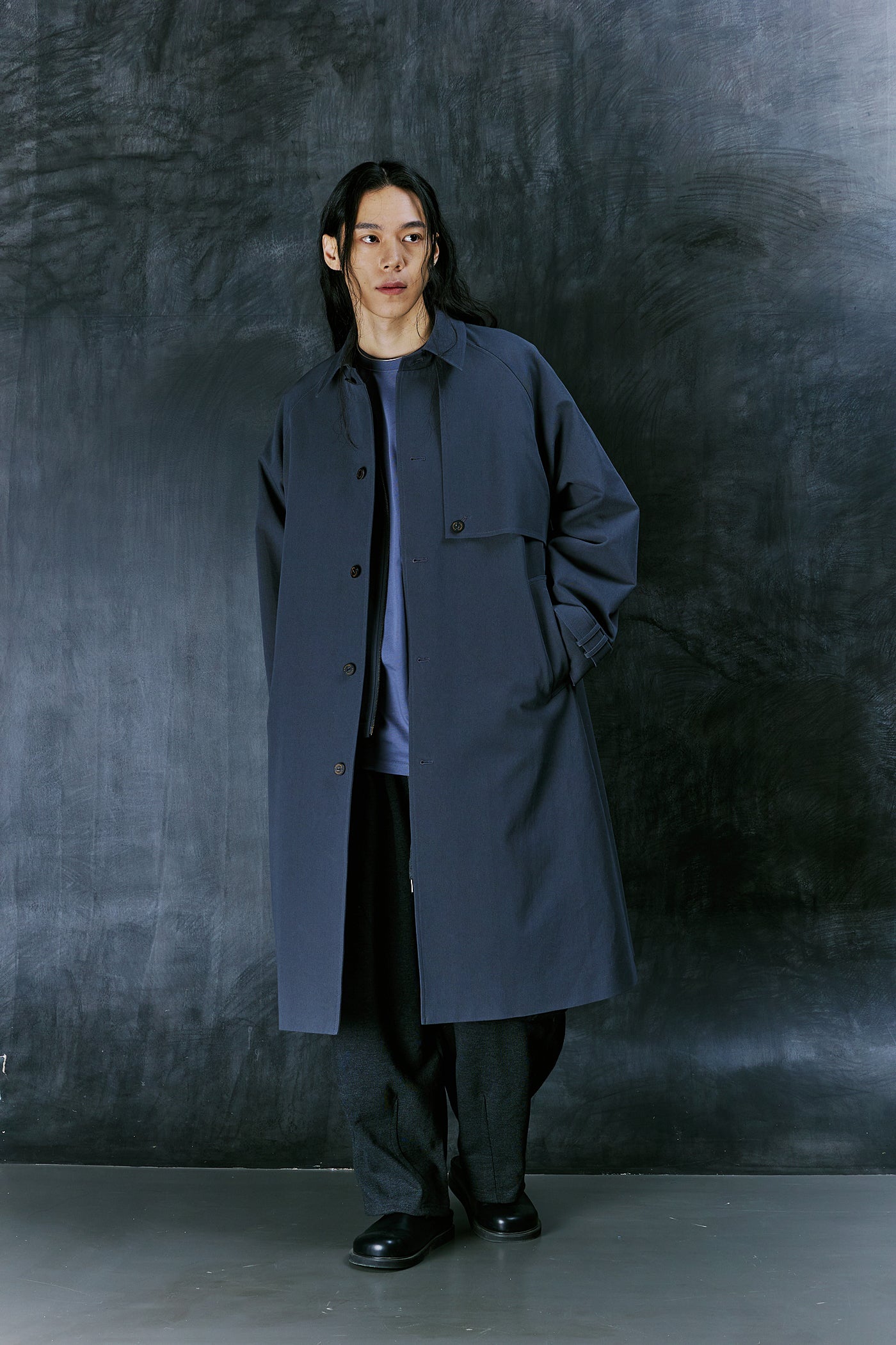 EARTH COTTON BALMACAAN COAT (Charcoal)