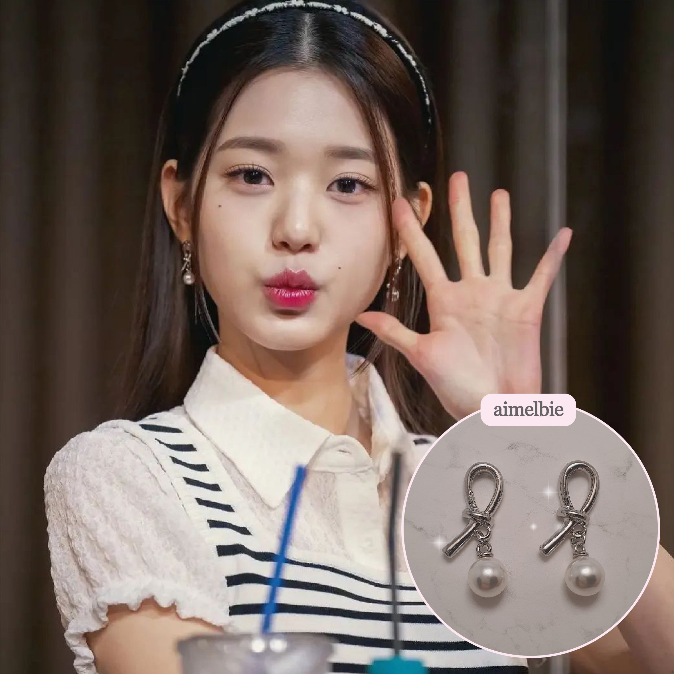  Daily Silver Ribbon Piercing (IVE Wonyoung, Yujin, STAYC Sieun, Oh My Girl Hyojung, Seunghee Piercing)