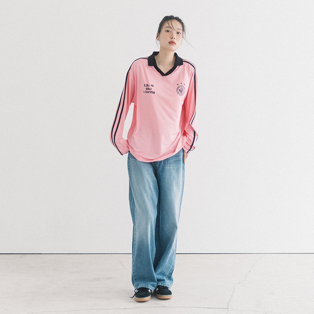 UNIFORM V-NECK JERSEY L/S TEE(PINK)