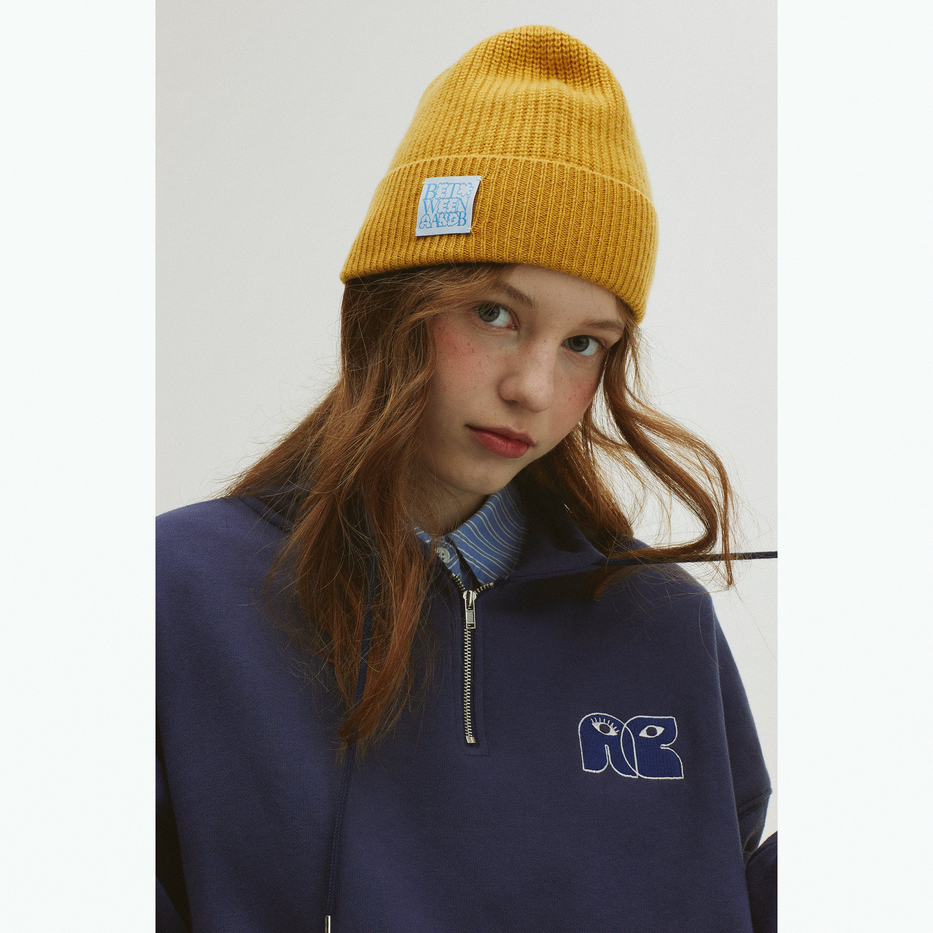 HIGH NECK STRING SWEATSHIRT_NAVY