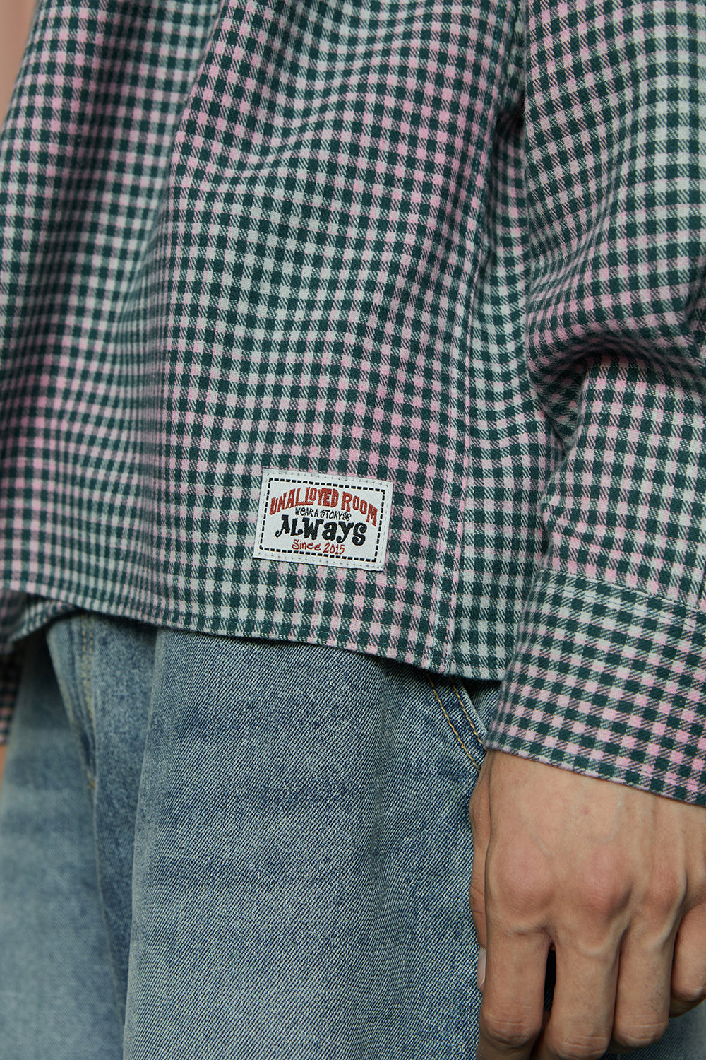 SYMBOL CHECK SHIRT / GREEN&PINK