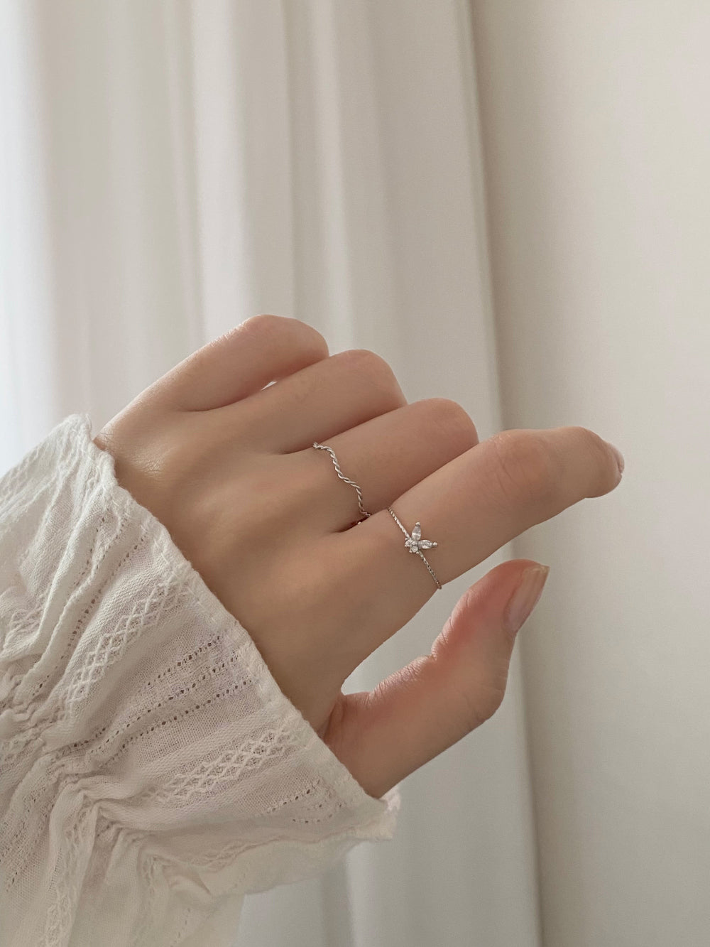 [5 set] Cree Butterfly layered ring set