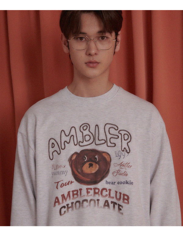 AMBLER 男女共用 Sweet Cookie オーバーフィット マンツーマンTシャツ AMM1201