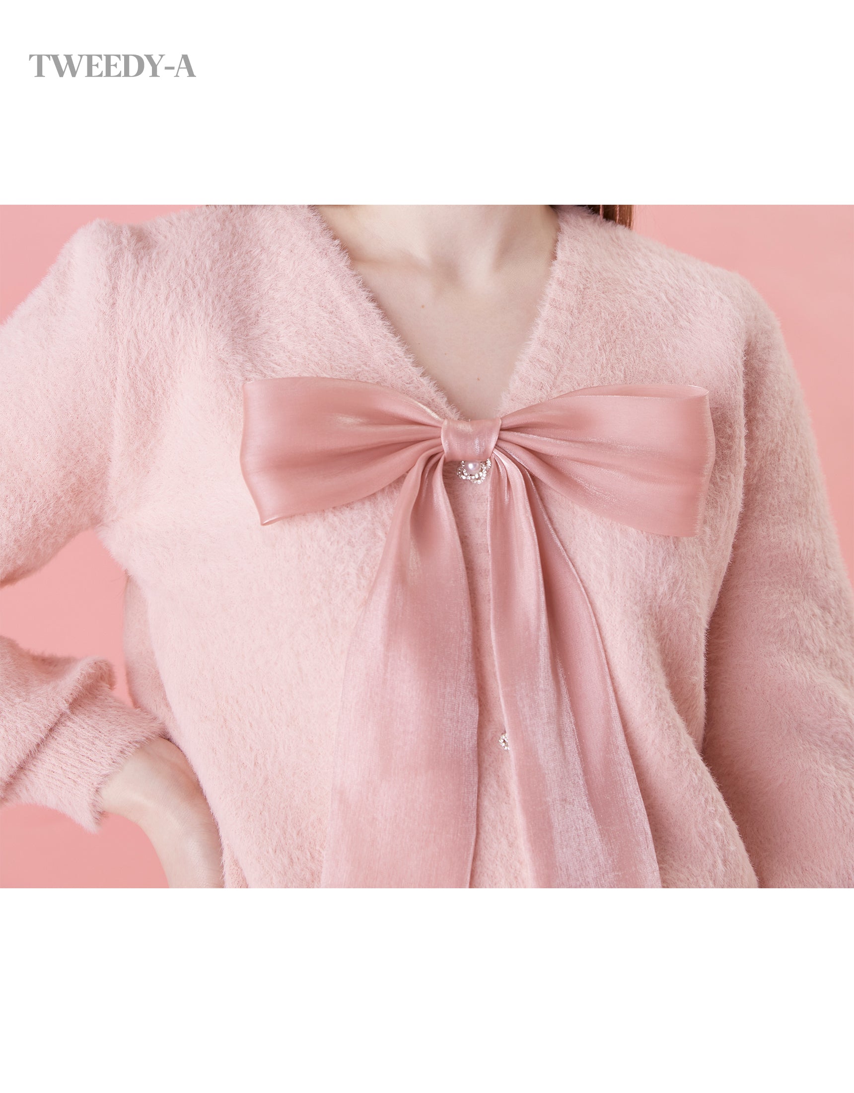 Pong Pong Lovely Ribbon Soft Cardigan PINK