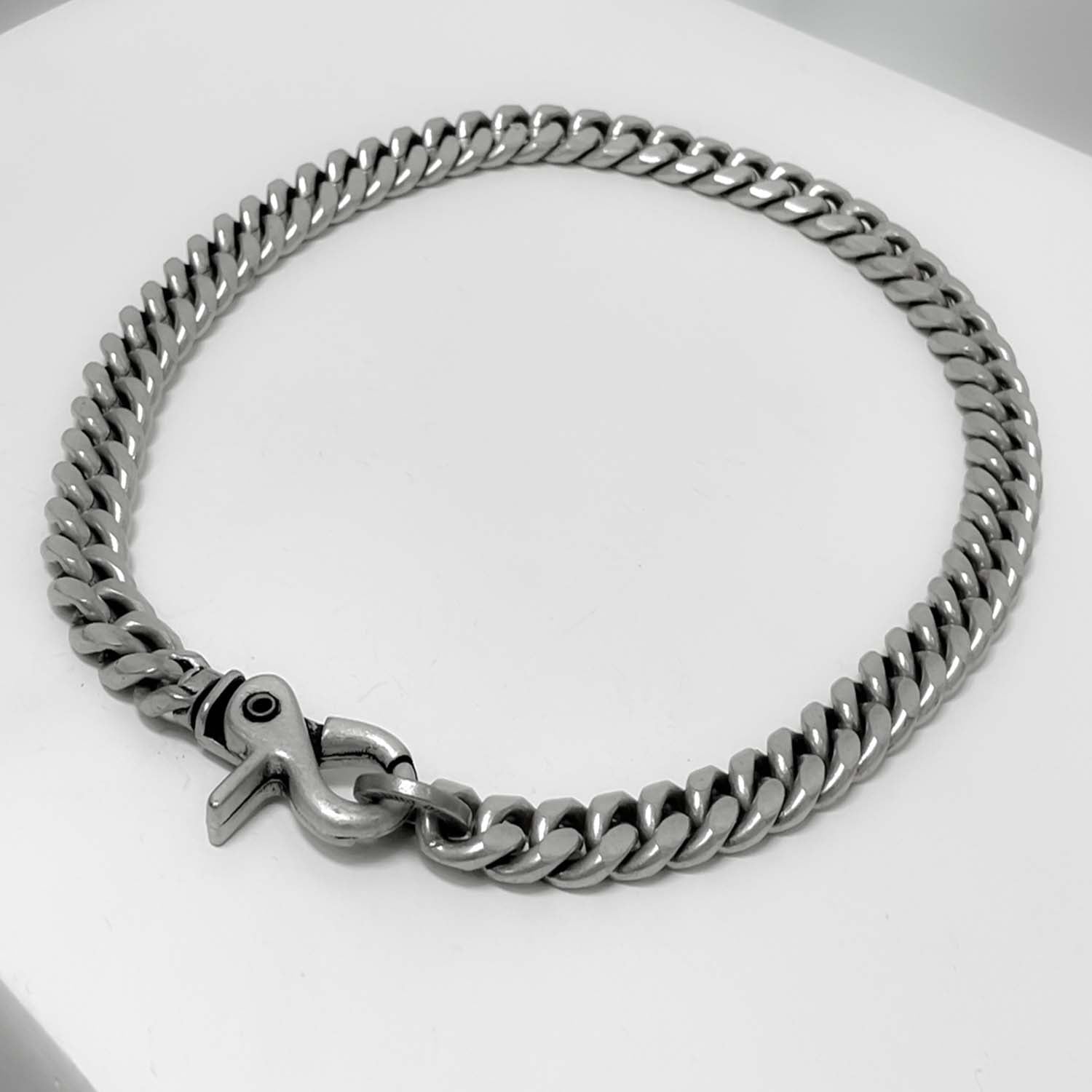 [BLESSEDBULLET]vintage silver curve chain link necklace_13mm