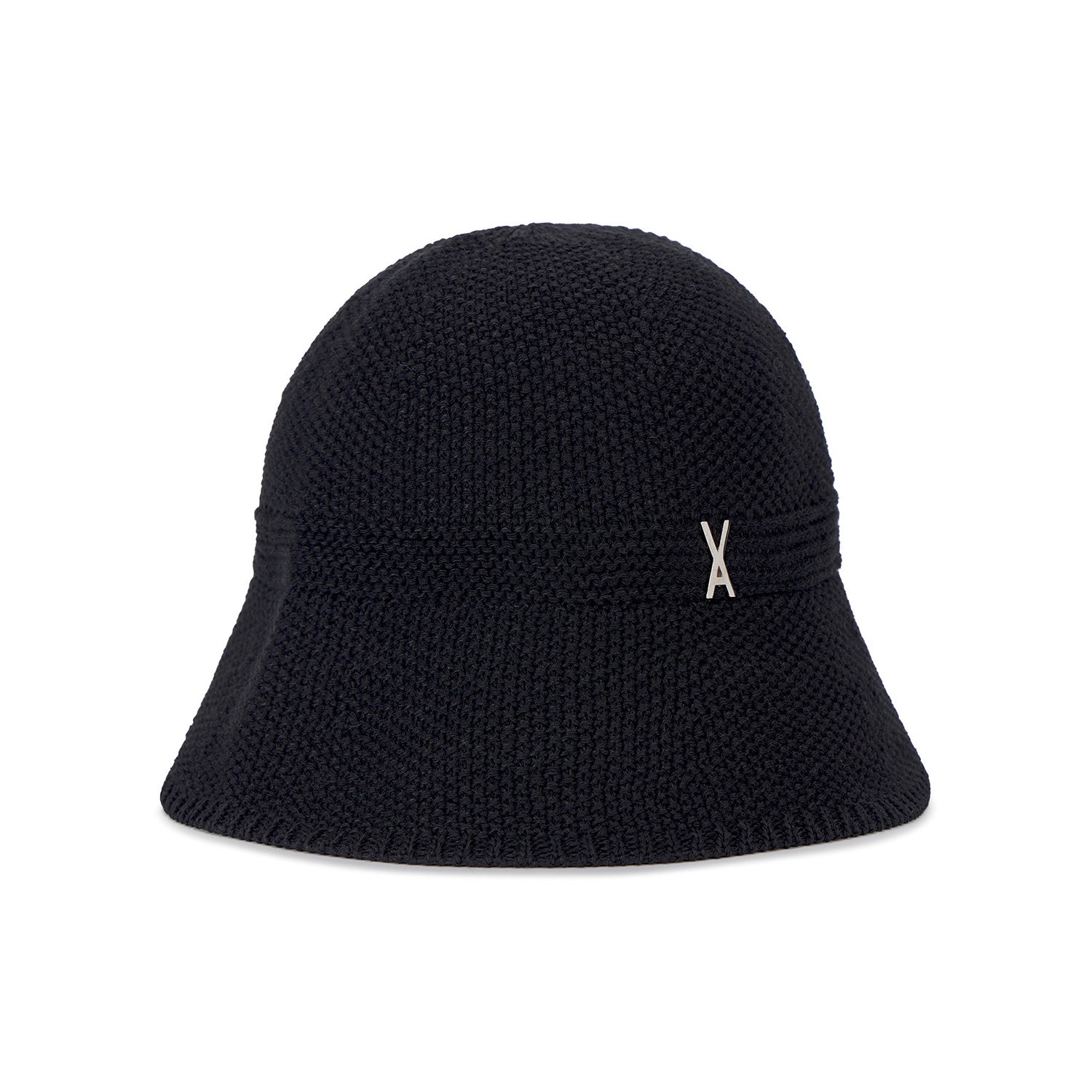 Stud logo summer knit bucket hat Black